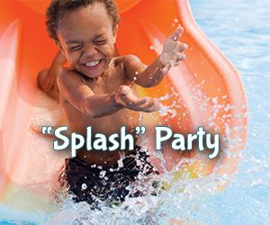 Splash Party pacakage with young child coming down water slide